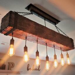 Wood Beam Pendant Lights Chandelier Large Wooden Rustic Lighting Farmhouse Hanging Lamp Indoor Ceiling - thumbnail 3