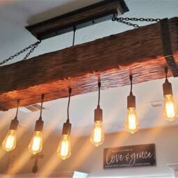 Wood Beam Pendant Lights Chandelier Large Wooden Rustic Lighting Farmhouse Hanging Lamp Indoor Ceiling - thumbnail 2