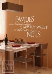 Families Are Like Fudge Mostly Sweet With Lots Of Nuts Wall Quote Vinyl Lettering, For Home Decor Decal - thumbnail 1