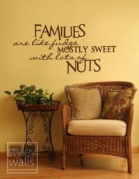 Families Are Like Fudge Mostly Sweet With Lots Of Nuts Wall Quote Vinyl Lettering, For Home Decor Decal - thumbnail 3