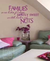 Families Are Like Fudge Mostly Sweet With Lots Of Nuts Wall Quote Vinyl Lettering, For Home Decor Decal - thumbnail 2