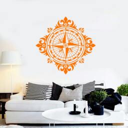 Wall Vinyl Decal Compass Ornament Nautical Marine Science Traveling Abstract Modern Beach Home Decor - #1120Di - thumbnail 3