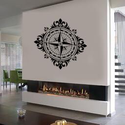Wall Vinyl Decal Compass Ornament Nautical Marine Science Traveling Abstract Modern Beach Home Decor - #1120Di - thumbnail 2