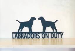 Labradors On Duty - Lab Guard Metal Fence/Wall Art Sign - thumbnail 1