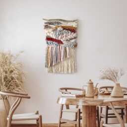 Woven Wall Hanging Textile Art For Above Fireplace, Bed Or Couch Ideal in Cozy Farmhouse Living Room - thumbnail 3