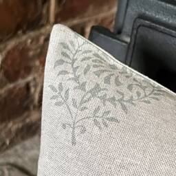 1374. Humber Linen Look Duck Egg Block Print Linen Look 100% Cotton Cushion Cover - thumbnail 3