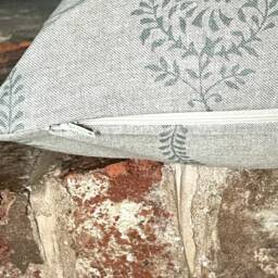 1374. Humber Linen Look Duck Egg Block Print Linen Look 100% Cotton Cushion Cover - thumbnail 2