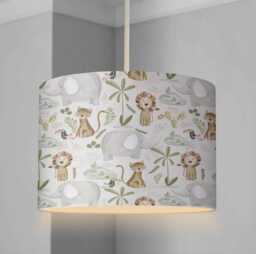 Lampshade - Nursery Ceiling Jungle Safari, Lampshade Or Table Lampshade Childrens Room Round Lampshade, Safari