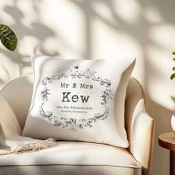 Vintage Style Mr & Mrs Personalised Cushion - Custom Anniversary Gift For Couples - thumbnail 2