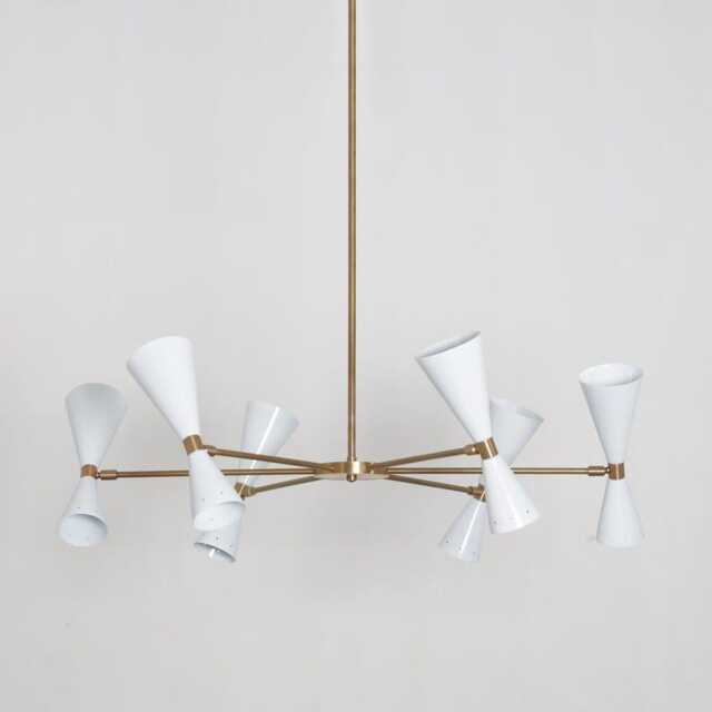 Raw Brass Sputnik Chandelier, Mid-Century Modern Starburst Light - image 1