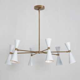 Raw Brass Sputnik Chandelier, Mid-Century Modern Starburst Light - thumbnail 3