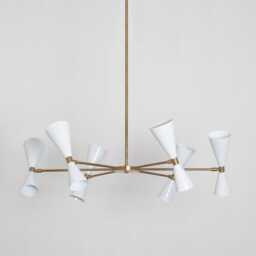 Raw Brass Sputnik Chandelier, Mid-Century Modern Starburst Light - thumbnail 1