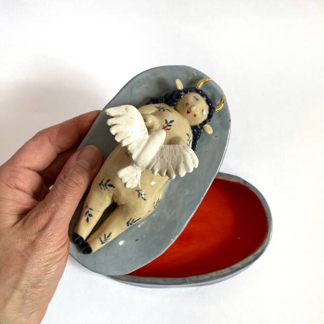 Ceramic Jewelry Box, Pagan Goddesses, Deities & Demigods, Goddess Sculpture, Devil Wit Bird, Holistic Healing, Spiritual Decor - image 1