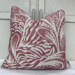 Cushions Made in Fermoie Savernake Linen Cushion Cover Burgundy Red Designer Pillow - thumbnail 1