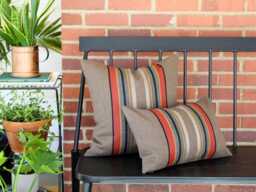 Yakima Park Umber Outdoor Pillow Cover, Camp Stripe - Made To Order - thumbnail 1