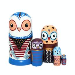 Handmade Owl Nesting Dolls Montessori Wooden Toy Set - thumbnail 3