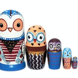 Handmade Owl Nesting Dolls Montessori Wooden Toy Set - thumbnail 2