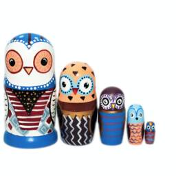 Handmade Owl Nesting Dolls Montessori Wooden Toy Set - thumbnail 4