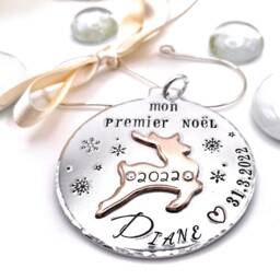 Personalized Christmas Tree Decoration, Family Ornament, Custom Reindeer Decoration
