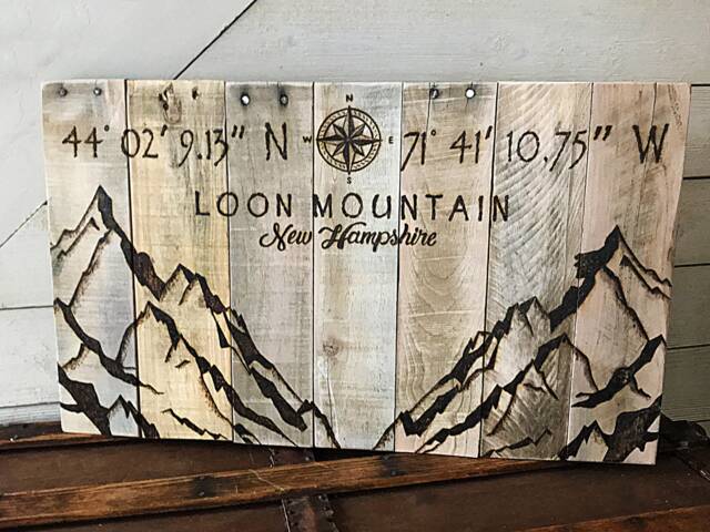 Reclaimed Wood Wall Art, New Hampshire, Personalized Latitude Longitude, Location Sign, Compass Decor, Gps Rustic Mountain Art - image 1
