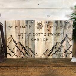 Reclaimed Wood Wall Art, New Hampshire, Personalized Latitude Longitude, Location Sign, Compass Decor, Gps Rustic Mountain Art - thumbnail 2