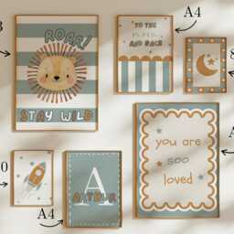 Boys Room Prints, Personalised Set Of 6 Toddler Gift, Playroom Nursery Gallery Wall Posters - thumbnail 2