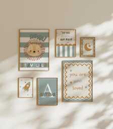 Boys Room Prints, Personalised Set Of 6 Toddler Gift, Playroom Nursery Gallery Wall Posters - thumbnail 1