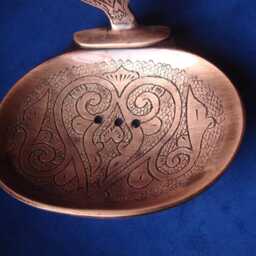 Moroccan Tarnished Copper Antique Style Wall Mounted Soap Dish Holder With Hamsa Hand - thumbnail 2