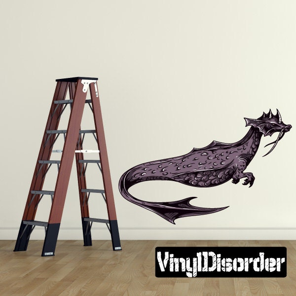 Mythical Creature Loch Nest Monster Wall Decal - Fabric Vinyl Removable & Reusable Mythicalcreatureuscolor043Et