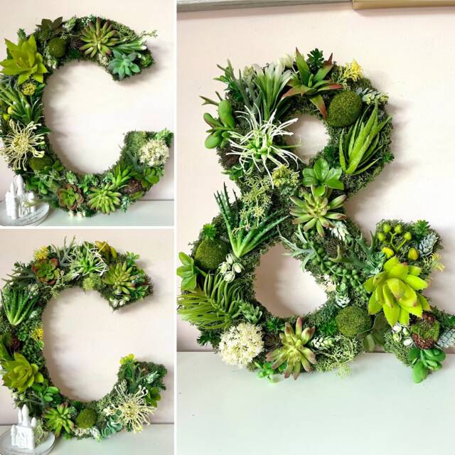 Moss Wall Letter With Succulents Woodland Nursery Decor - image 1