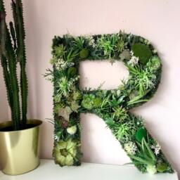 Moss Wall Letter With Succulents Woodland Nursery Decor - thumbnail 3