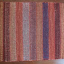 New Colorful Stripes Kilim Rug/ Office Rug, Turkish Chair Design Small Area Shades Of Red Door Mat - thumbnail 3