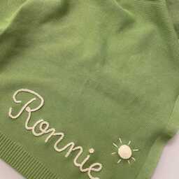 Custom Embroidered Baby Name Blanket, Soft Cotton Knit - thumbnail 2