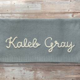 Custom Embroidered Baby Name Blanket, Soft Cotton Knit - thumbnail 3