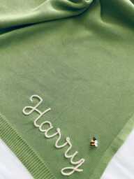Custom Embroidered Baby Name Blanket, Soft Cotton Knit