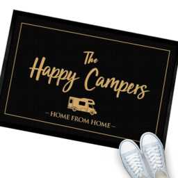 Happy Campers Campervan Doormat Black Motorhome Entrance Mat - 60 X 40cm - thumbnail 2