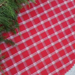 Red Gingham Christmas Tree Skirt Checkered Ornament Decor Nordic Fabric Swedish - thumbnail 4