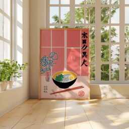 Japanese Ramen Bowl Art Print, Minimalist Asian Kitchen Wall Poster, Modern Food Illustration, Restaurant Decor Print - thumbnail 3