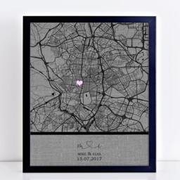 Custom Wedding Location Map On Cotton - Unique 2nd Anniversary Gift & Linen Gifts For Husband Or Wife - thumbnail 3