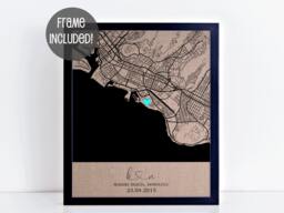 Custom Wedding Location Map On Cotton - Unique 2nd Anniversary Gift & Linen Gifts For Husband Or Wife - thumbnail 1