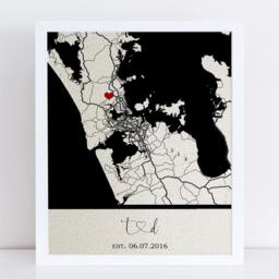 Custom Wedding Location Map On Cotton - Unique 2nd Anniversary Gift & Linen Gifts For Husband Or Wife - thumbnail 2