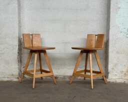 Solid Wood Swivel Bar Stool, Mid-Century Modern Counter Usa Made