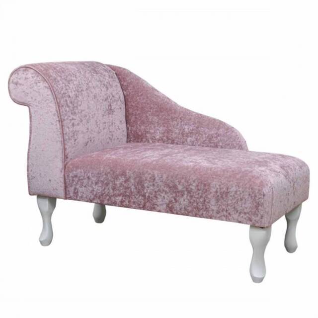 Blush Pink Velvet Chaise Longue Handmade Small Sofa Daybed - image 1