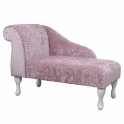 Blush Pink Velvet Chaise Longue Handmade Small Sofa Daybed - thumbnail 1