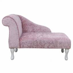 Blush Pink Velvet Chaise Longue Handmade Small Sofa Daybed - thumbnail 2