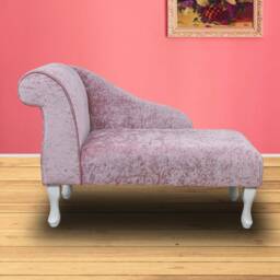 Blush Pink Velvet Chaise Longue Handmade Small Sofa Daybed - thumbnail 3