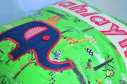 Personalised Elephant Cushion, Children's Kids Animal Name Zoo - thumbnail 1