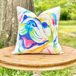 Watercolor Bulldog Pillow -- Mississippi State Bully Msu Pillow Art - 004 - thumbnail 2