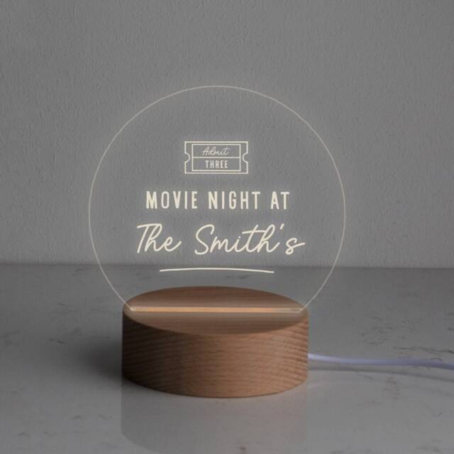 Personalised Movie Night Desk Lamp - Christmas Gift For Families New Home Couple Lovers Decor Signs - image 1