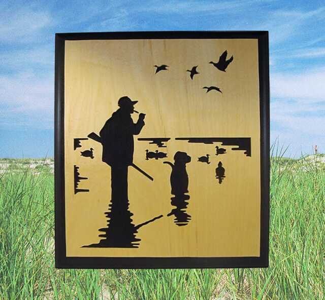 Duck Hunter Decor & Dog Silhouette Handmade Wooden Wall Hanging Plaque - image 1